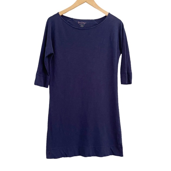 Lilly Pulitzer Dress Cassie Slub Cotton Navy Size Small - Picture 2 of 10
